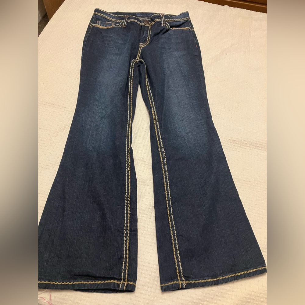 Women’s Zena Di dark Wash‎ bootcut jeans heavy rope stitching size 14